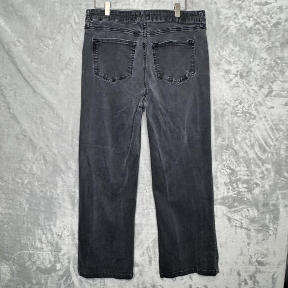 Paige Leenah Jeans Womens 34 Blacktop Destructed Wide Leg High Rise Denim - Picture 2 of 12